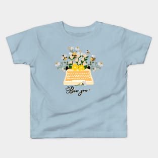 Bee You Typewriter Wildflowers Kids T-Shirt